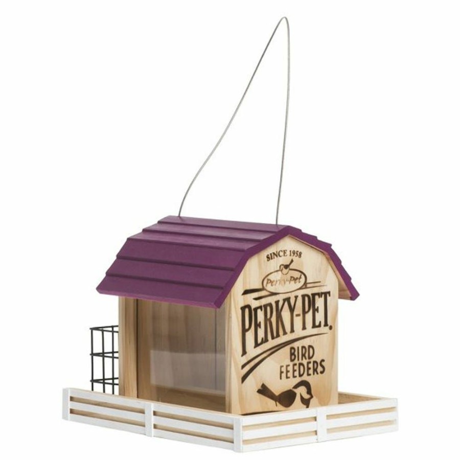 Backyard Birds & Wildlife * | Woodstream Perky-Pet Star Barn Wood Chalet Bird Feeder 50181 Wild Bird Feeders