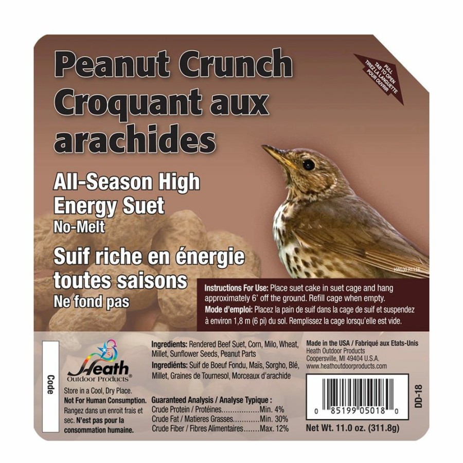 Backyard Birds & Wildlife * | Heath Peanut Crunch Suet Cake Dd-18 Bird Seed & Food