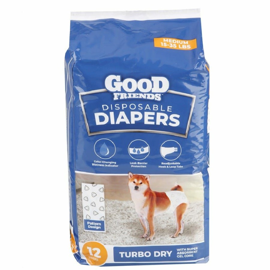 Dogs * | Good Friends Disposable Diapers For For Dogs Medium, 12 Counrt 89-221-0204 Dog Training & Behavior