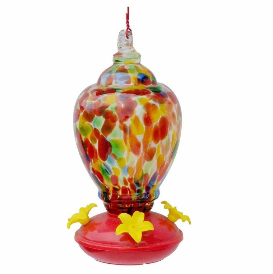 Backyard Birds & Wildlife * | Bird'S Cafe Artglass Finial Hummingbird Feeder Hb-0709M