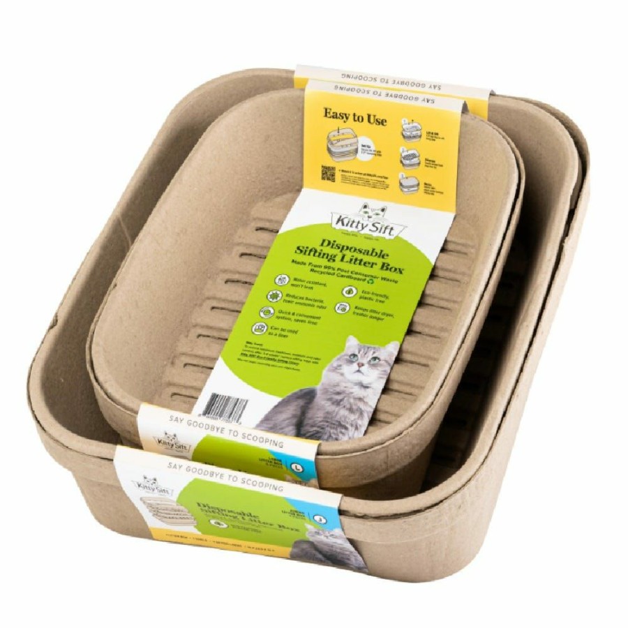 Cats * | Kitty Sift Disposable Sifting Litter Box Kit: 1 Litter Box + 3 Sifting Liners, Size Large Ksr1Lb3Sll1-Ps Litter Boxes & Accessories