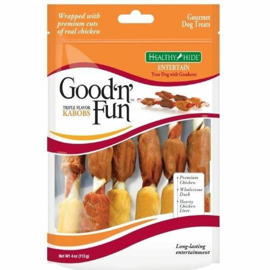 Dogs * | Healthy Hide Good 'N' Fun Triple Flavor Kabobs Rawhide Dog Chews, 24 Oz. (36 Treats) Dog Treats