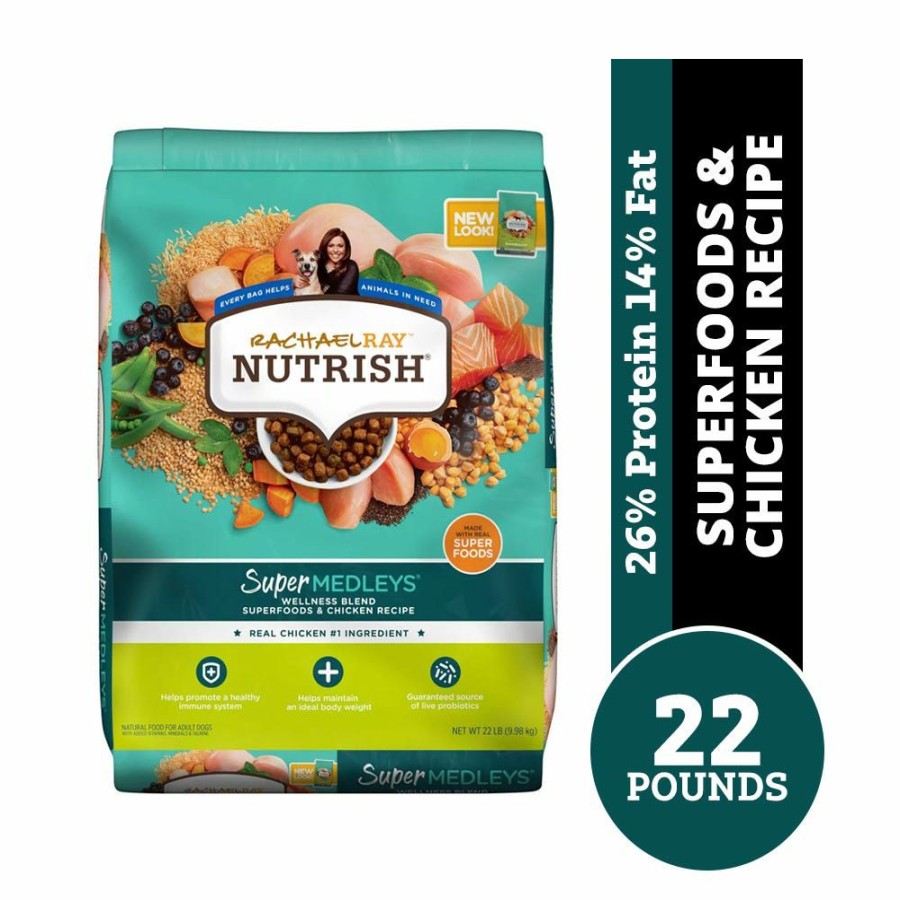 Dogs * | Rachael Ray Nutrish Super Medleys Wellness Blend Superfoods & Chicken Recipe Premium Dry Dog Food, 22 Lb. Bag