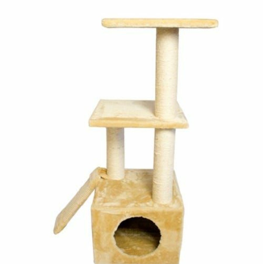 Dogs * | Iconic Pet Three Level Cat Tree Condo With Sisal Ramp And Multiple Sisal Posts Dog Houses & Kennels