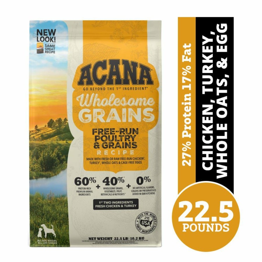 Dogs * | Acana Free-Run Poultry Recipe + Wholesome Grains Adult Dry Dog Food, 22.5 Lb. Bag