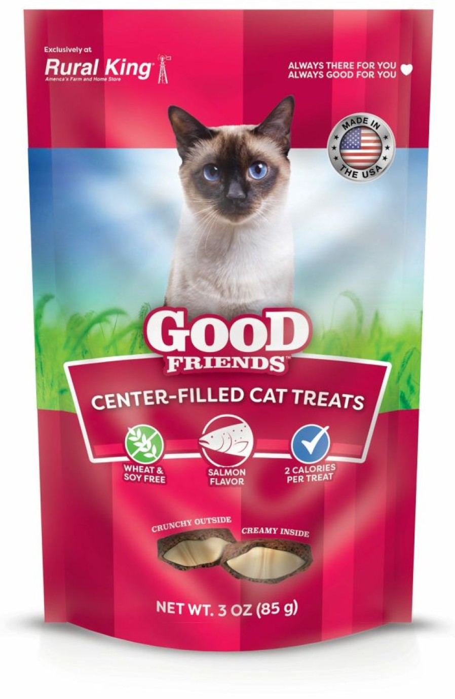 Cats * | Good Friends Center Filled Cat Treats Salmon Flavor, 3 Oz. Pouch