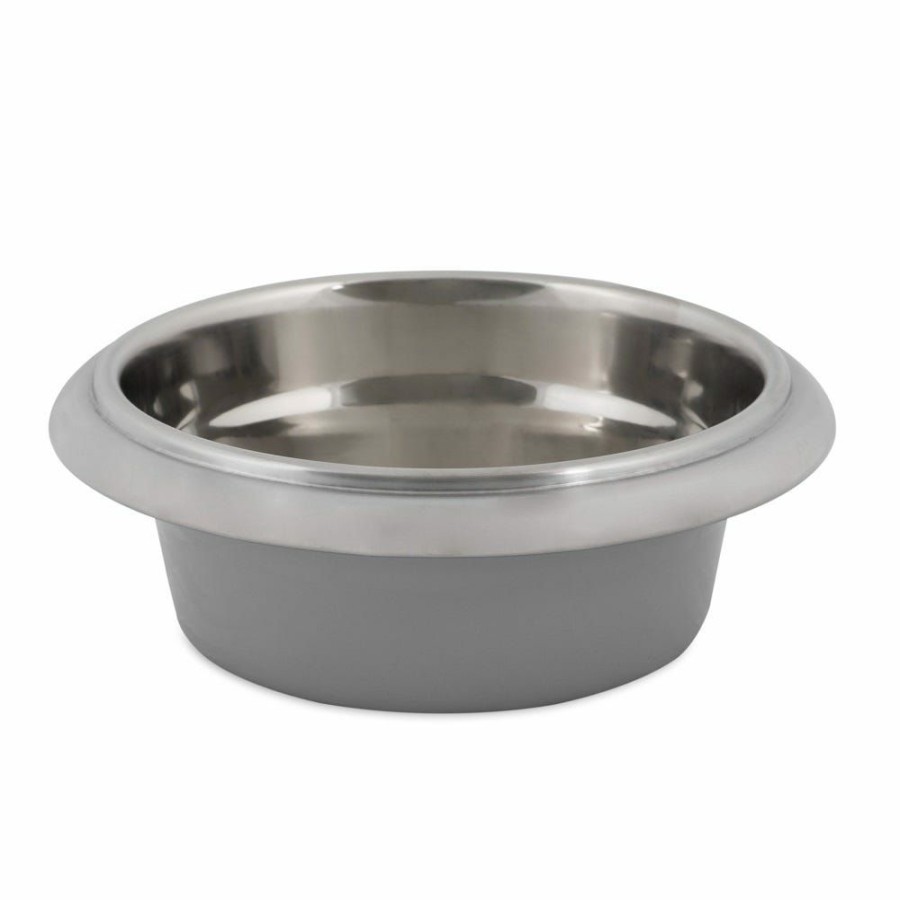 Cats * | Petmate Easy Grip Stainless Steel Pet Bowl, 4 Cup Capacity 34148 Cat Bowls & Feeders