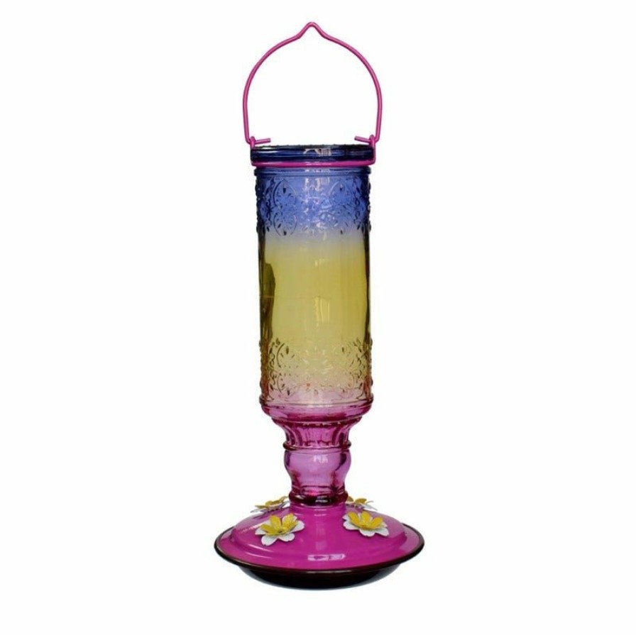 Backyard Birds & Wildlife * | Bird'S Cafe Ombre Pink Glass Bottle Hummingbird Feeder Hb-0416N4