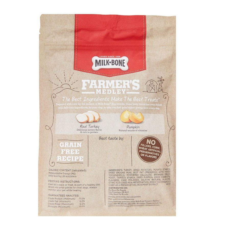 Dogs * | Milk-Bone Milk Bone Farmers Medley Grain-Free Turkey & Pumpkin Dog Treats, 12 Oz. Bag